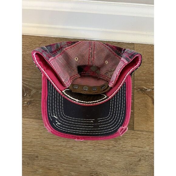 True Religion World Tour Buddha Hat Distressed Adjustable Leather Strapback - Picture 2 of 8